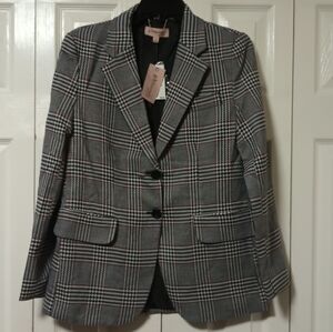 Philosophy Plaid Blazer Black White Red